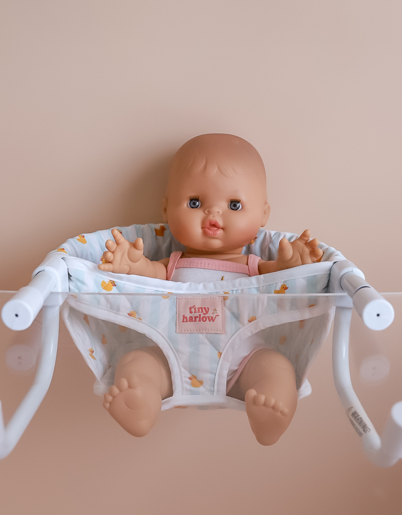 High table chair for dolls - Blue lined duck - Tiny Harlow