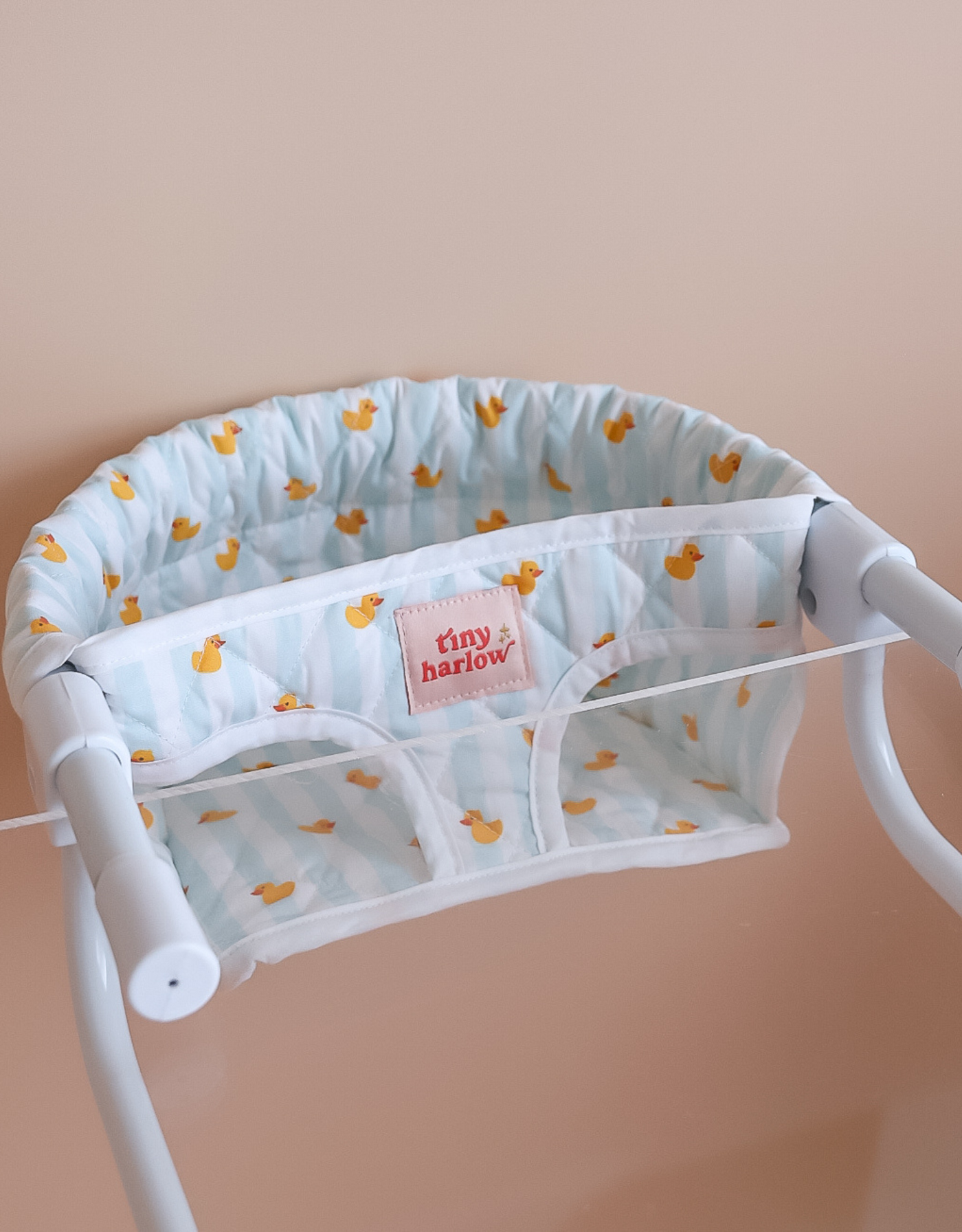 High table chair for dolls - Blue lined duck - Tiny Harlow