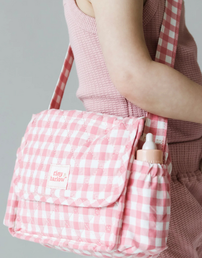 Doll Changing Bag Set - Pink Gingham - Tiny Harlow