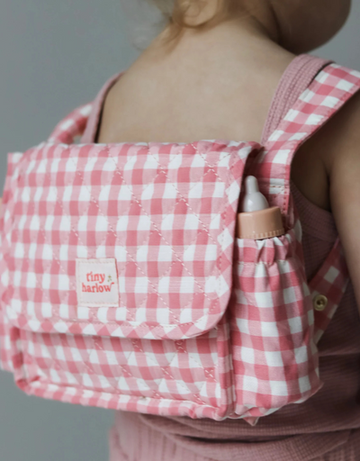 Doll Changing Bag Set - Pink Gingham - Tiny Harlow